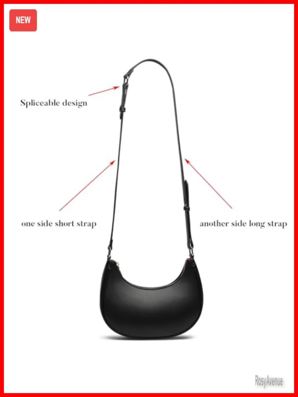 Crescent Y2K Small Shoulder Bag Clutch Purse Vegan Leather Crossbody